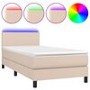 vidaXL Boxspring met matras en LED kunstleer cappuccinokleur 90x200 cm