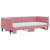 vidaXL Slaapbank onderschuifbed en matrassen 90x200 cm fluweel roze