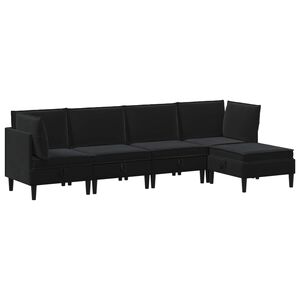 vidaXL Woonkamer Meubelset 5 st Zwart Fluweel