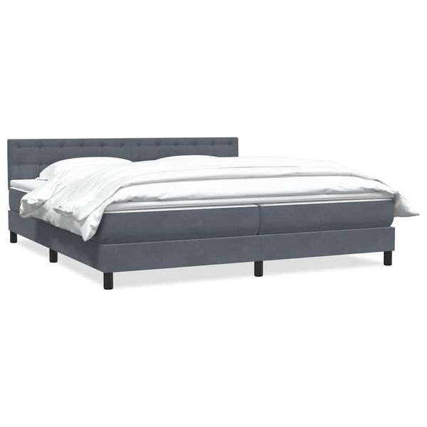 vidaXL Boxspring met matras fluweel donkergrijs 200x210 cm