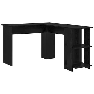 vidaXL Hoekbureau Zwart Eiken Bewerkt hout 140 x 113,5 x 75 cm