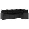 vidaXL 5-delige Loungeset met kussens poly rattan zwart