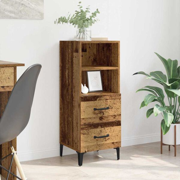 vidaXL Dressoir met lade Oud hout 34 x 34.5 x 90 cm Bewerkt hout