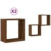 vidaXL Wandrekken kubus 2 st 30x15x30 cm gerookt bruin eiken