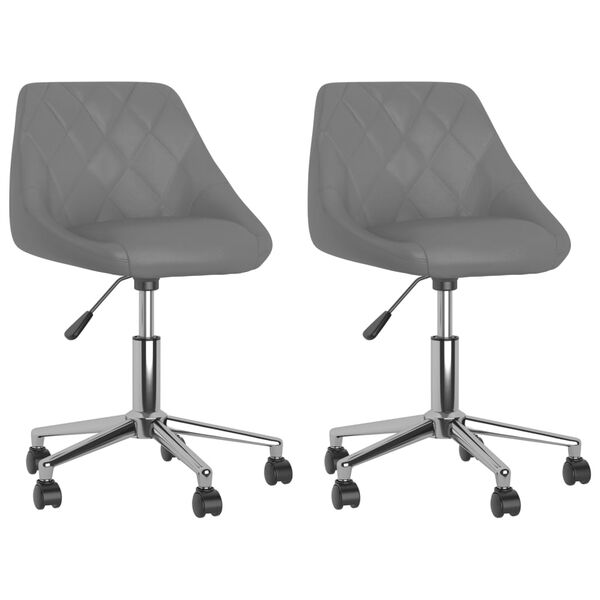 vidaXL Eetkamerstoelen draaibaar 2 st kunstleer grijs