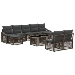 vidaXL Tuinbankenset 10 st Grijs en Donkergrijs poly rattan