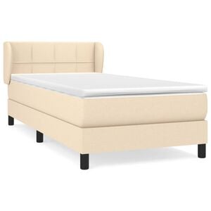 vidaXL Boxspring met matras stof cr&egrave;mekleurig 80x200 cm