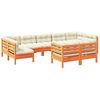 vidaXL 9-delige Loungeset met kussens massief grenenhout wasbruin