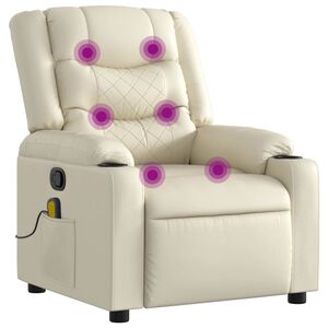 vidaXL Massagestoel van kunstleer in cr&egrave;mekleur