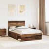 vidaXL Bedframe met hoofdeinde Oudhout 135 x 190 cm Massief grenenhout