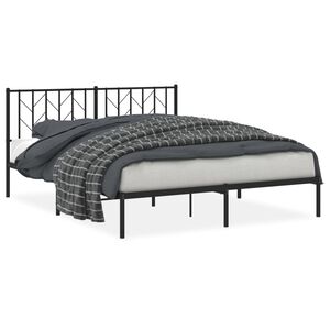 vidaXL Bedframe met hoofdbord metaal zwart 160x200 cm