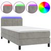 vidaXL Boxspring met matras en LED fluweel lichtgrijs 90x200 cm