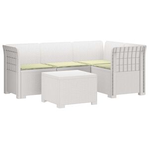 vidaXL 4-Persoons Tuinbank met Kussens Rieten Look PP Wit
