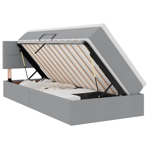 vidaXL Opbergbed met matras Lichtgrijs 90 x 190 cm Bewerkt hout
