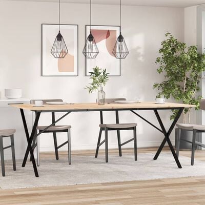 vidaXL Eettafel X-frame 200x100x75 cm massief grenenhout en gietijzer