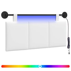 vidaXL Hangend hoofdbord Met LED-verlichting Wit Stof