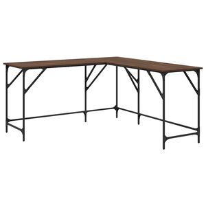 vidaXL Bureau 149x149x75 cm bewerkt hout bruin eikenkleur