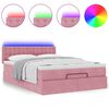 vidaXL Ottoman bed met matras en LED's 140x190cm fluweel roze