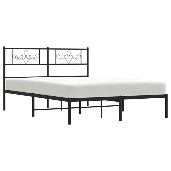 vidaXL Bedframe met hoofdbord metaal zwart 140x190 cm