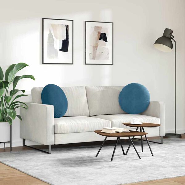 vidaXL Zitkussens 2 stuks Blauw &Oslash; 40 x 13 cm Fluweel