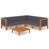 vidaXL 6-delige Loungeset met kussens massief acaciahout