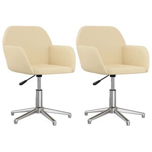 vidaXL Eetkamerstoelen 2 st draaibaar stof cr&egrave;mekleurig
