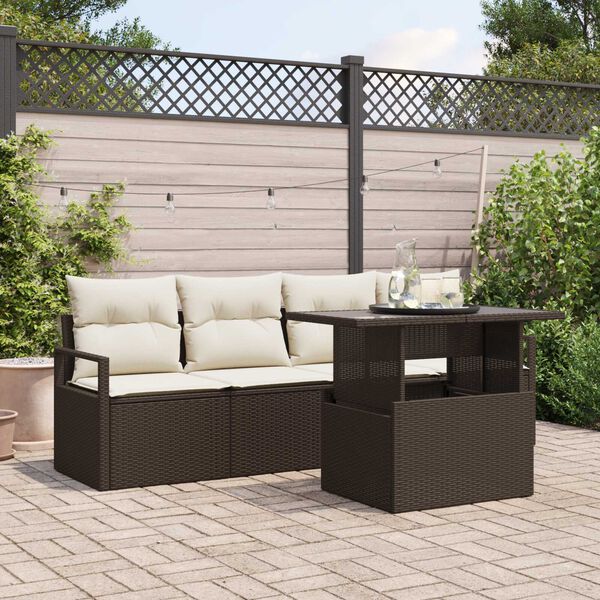 vidaXL Tuin Sofa Set met opslag 5 pcs Bruin Poly riet