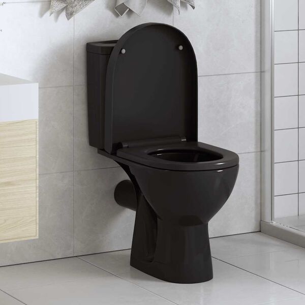 vidaXL Toiletbril soft-close met quick-release ontwerp zwart