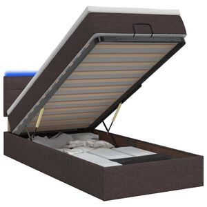 vidaXL Ottoman Bed met Matrassen en LED Donkerbruin 90 x 200 cm Stof