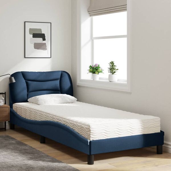 vidaXL Bed met matras "Hvar" stof blauw 80x200 cm