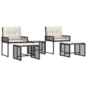 vidaXL Buitenmeubelset 5 st Zwart en Wit