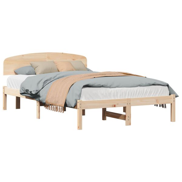vidaXL Bedframe met hoofdeinde Naturel 140 x 190 cm Massief grenenhout
