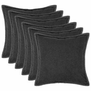vidaXL Kussensloop 6 pcs HOUTEN Donkergrijs 30 x 30 cm Boucl&eacute;
