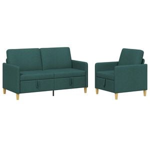 vidaXL Bankenset met opbergruimte 2 st Donkergroen Polyester