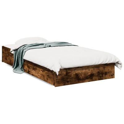 vidaXL Bedframe met lades bewerkt hout gerookt eikenkleurig 90x190 cm