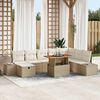 vidaXL Tuin Sofa Set met opslag 9 pcs Beige Poly riet