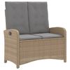 vidaXL Tuinbankje verstelbaar met kussens poly rattan beige