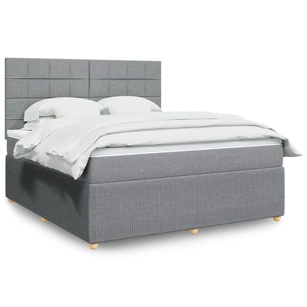 vidaXL Boxspring met matras stof lichtgrijs 180x200 cm