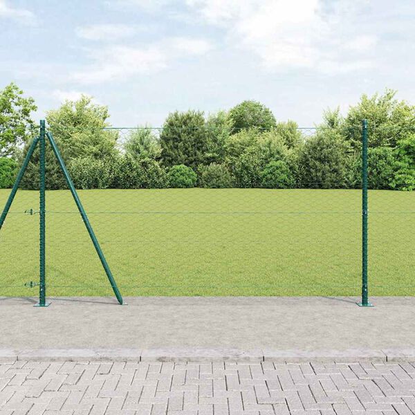vidaXL Afrasteringspaal Groen 25 x 1,2 m (36 mm gaas) Staal