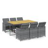 vidaXL 7-delige Tuinset met kussens poly rattan grijs