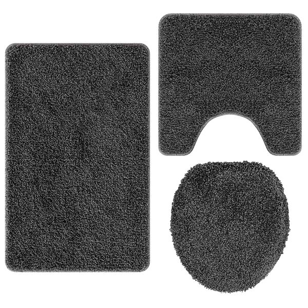 vidaXL Antislip Badmat Set 3 pcs Donkergrijs PP