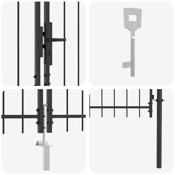 vidaXL Tuinpoort Zwart 175 x 500 cm