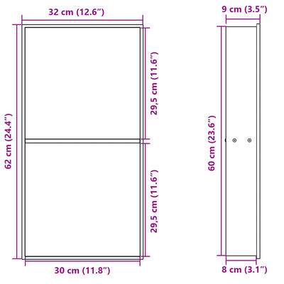 vidaXL Douchenis 32x62x9 cm roestvrijstaal matwit