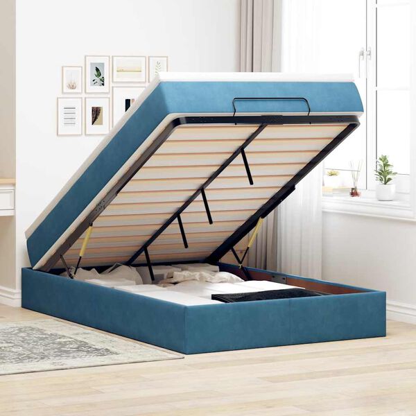 vidaXL Ottoman bed met matras 120x200cm fluweel donkerblauw