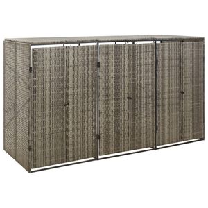 vidaXL Containerberging driedubbel 207x80x117 cm poly rattan grijs
