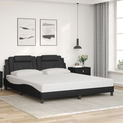 vidaXL Bedframe met LED-verlichting kunstleer zwart 180x200 cm