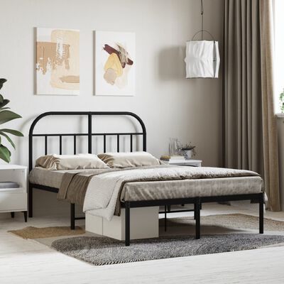 vidaXL Bedframe met hoofdbord metaal zwart 120x190 cm