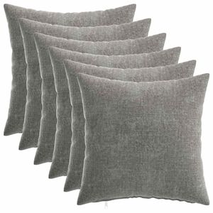 vidaXL Kussensloop 6 pcs HEERLEN Donkergrijs 35 x 35 cm Chenille Stof