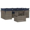 vidaXL 7-delige tuinbankset met kussens, grijs polyrotan