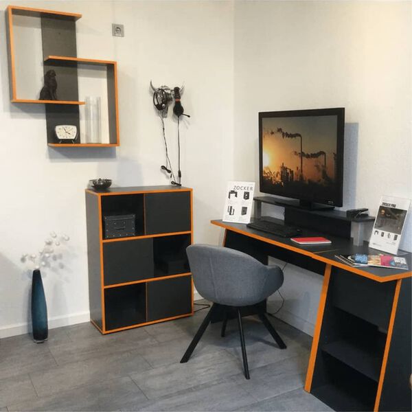 FMD Schappenkast met 3 open vakken vrijstaand 68,5x33x99 cm antraciet